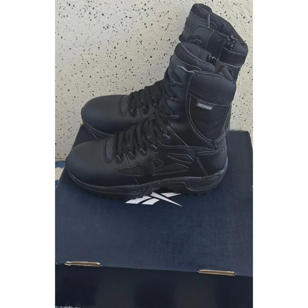 Reebok Rapid Response RB RB8877 Mens 8.5 Waterproof Tactical Side Zip BootsBlack